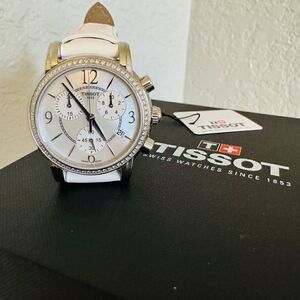 Tissot Women's Dressport Diamond Synthetic Leather Watch, 35mm, White Pearl, NWT